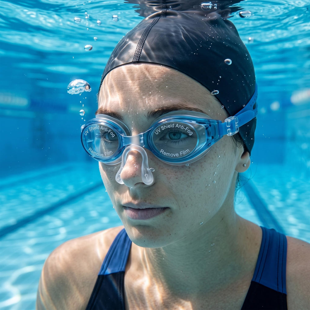Swimming Goggles with Hypoallergenic Silicone, Shatter-Resistant Lenses and Adjustable Strap for Pool, Beach, Training and Recreational Swimming, SB-380, Light Blue - image 6