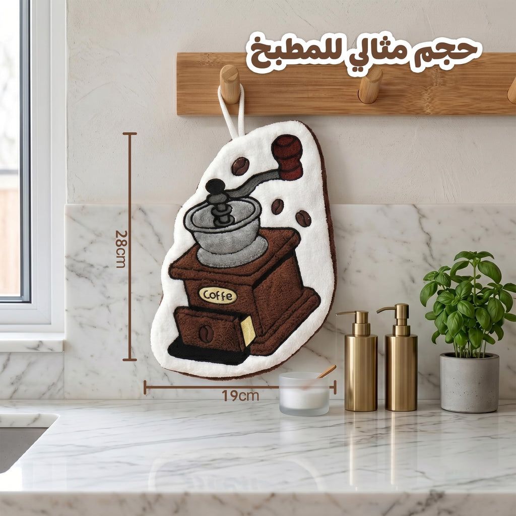 Kitchen Towel, Microfiber Hand and Dish Cloth with Hanging Loop, Soft Absorbent Quick-Dry Towel for Drying Hands, Dishes, Counters and Daily Cleaning, J-457B, Coffee Machine - image 4