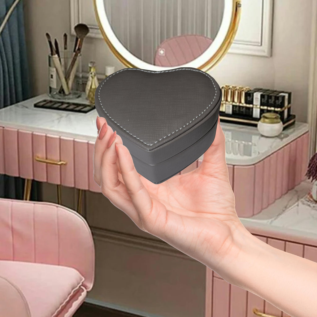 Jewelry Travel Case Organizer Small Jewelry Box with Mirror - Portable PU Leather Storage for Rings, Earrings and Necklaces - Compact Travel Organizer for Women, Grey - image 7
