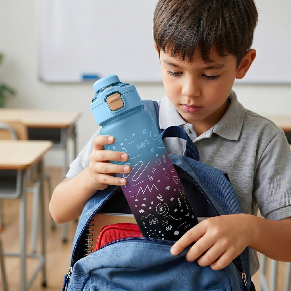 Water Bottle 800ml with Carry Handle, BPA-Free Plastic Sports Bottle, Leak-Resistant Locking Lid, Portable Drinking Bottle for Gym, Travel, School and Outdoor Use, FL-1266, Blue - image 7
