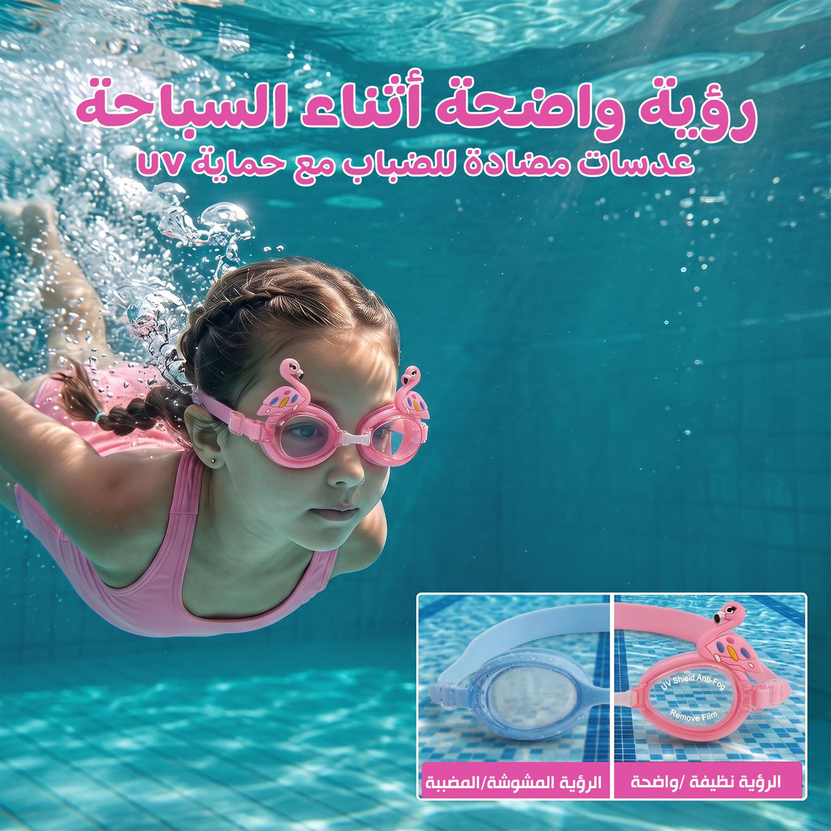 Swimming Goggles with Crystal Clear Safety Lenses, Comfortable Adjustable Strap, Fashionable Swim Eyewear for Pool, Beach and Training, SB-379, Flamingo - image 3