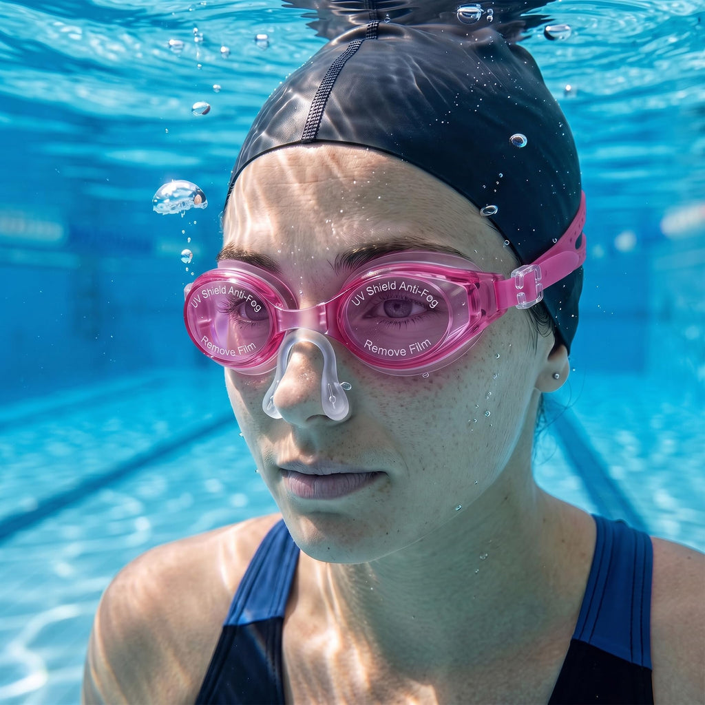 Swimming Goggles, Hypoallergenic Silicone Swim Goggles with Shatter-Resistant Lenses and Adjustable Strap for Pool, Beach, Training and Recreational Swimming, SB-380, Pink - image 6