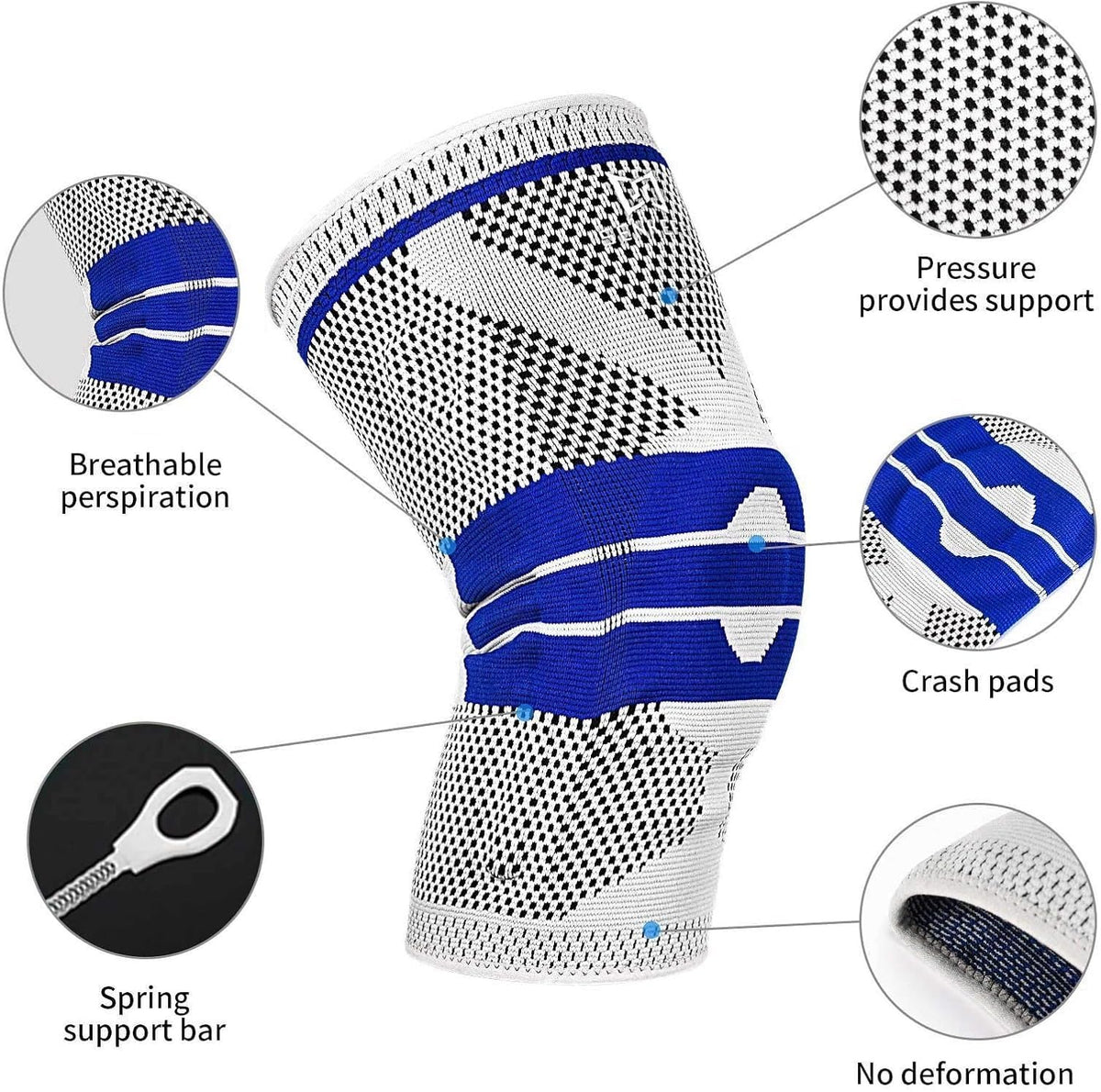 Knee Compression Sleeve Brace, Non-Slip Silicone Grip Knee Support for Running, Basketball, Weightlifting, Gym, Men and Women, KN0012 (XL) - image 2