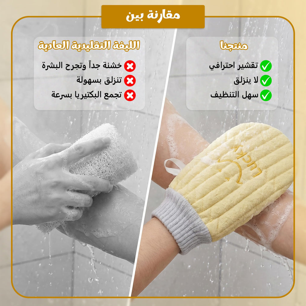 Body Loofah Shower Mitt, lightweight, for Gym Travel Work Home Bathroom, Yellow - image 5