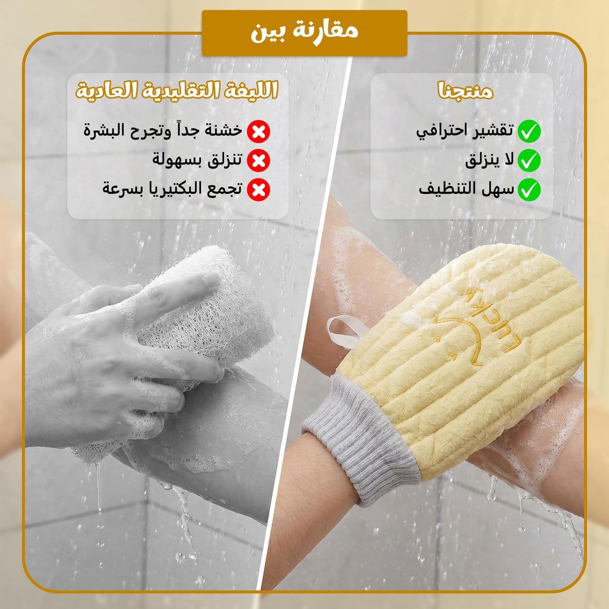 Body Loofah Shower Mitt, lightweight, for Gym Travel Work Home Bathroom, Yellow - image 5