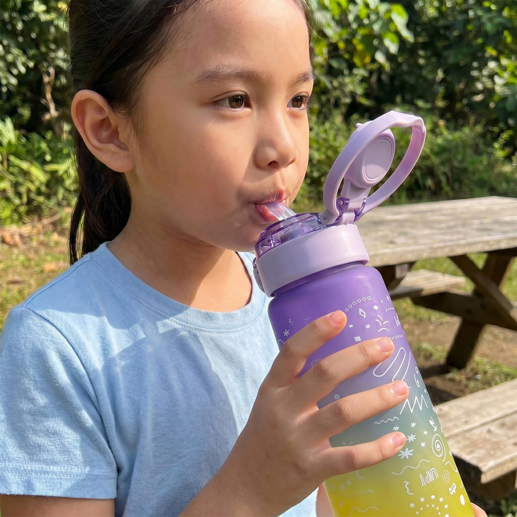 Water Bottle 800ml with Carry Handle, BPA-Free Leak-Resistant Plastic Sports Bottle for Gym, Fitness, School, Work, Travel and Daily Use, FL-1266, Purple - image 6